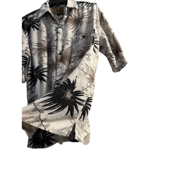 B. Bruno Silk floral Print Button-Down Shirt mens Size L cream - Picture 4 of 7